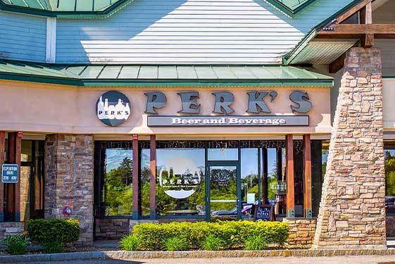 Perk's Beer & Beverage Store Front in Scarborough, Maine